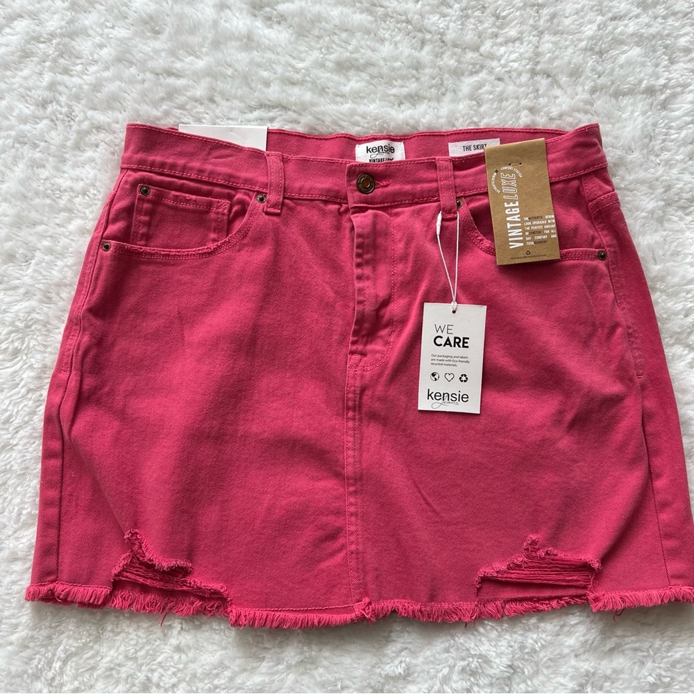 Kensie Jeans Vintage Lux Hot Pink Denim Mini Skirt